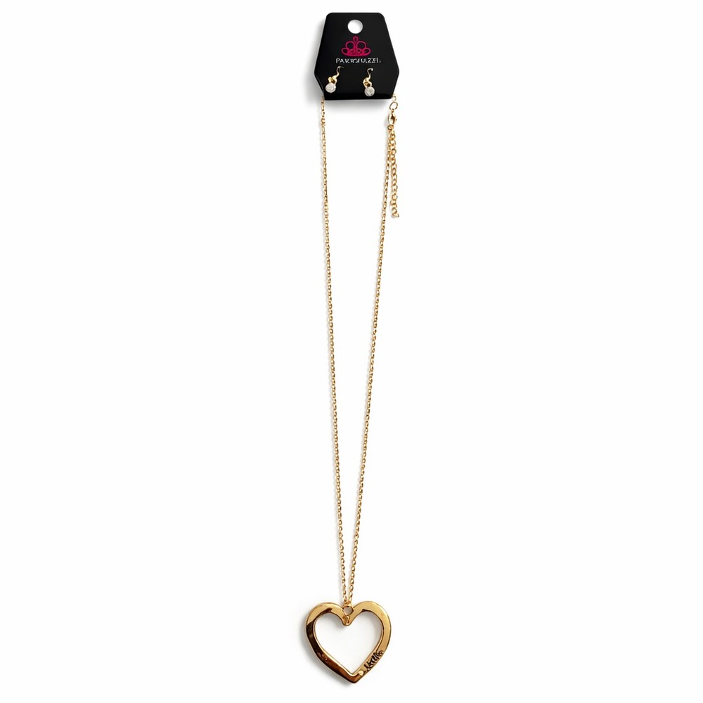 Paparazzi A Mother's Love Gold Heart Necklace Crystal Accent Lobster Clasp - Picture 3 of 5